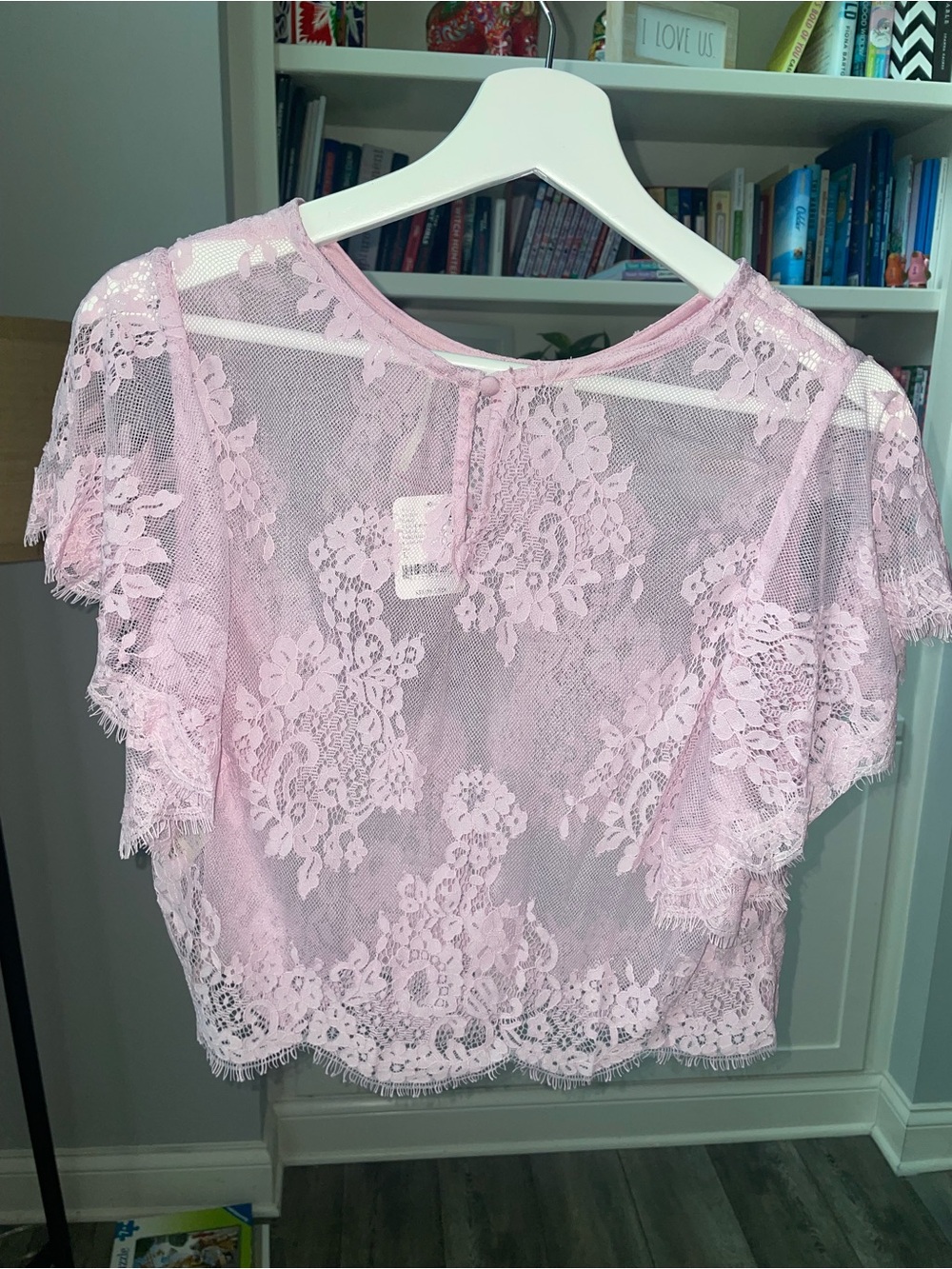 Free People Lunar Ash Lace Top Sz L - Picture 5 of 6
